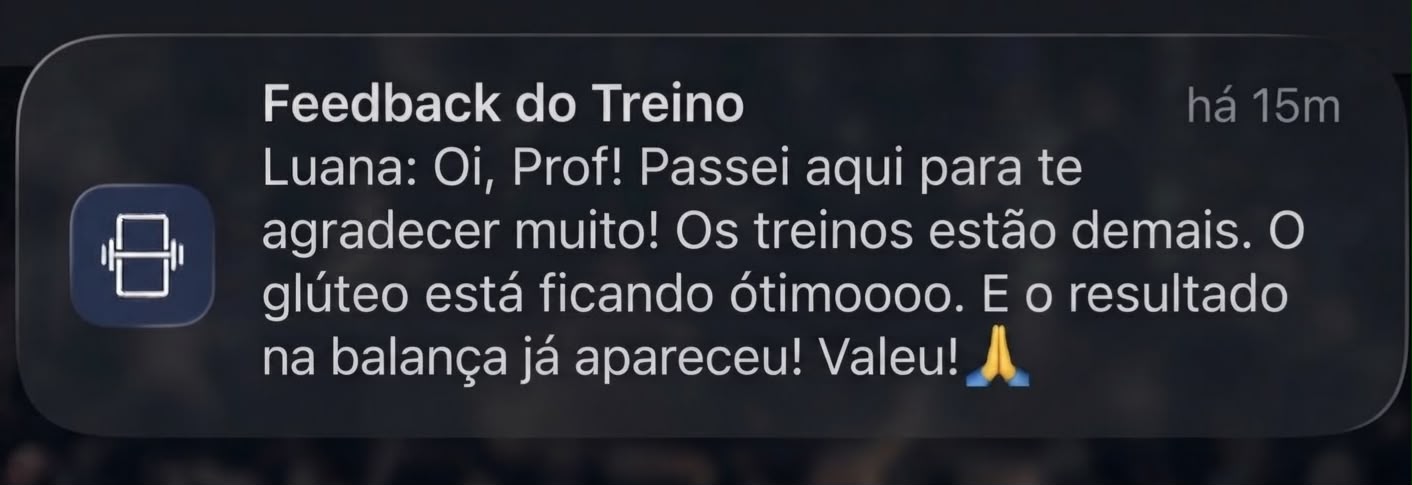 Feedback de aluna sobre os treinos e os resultados